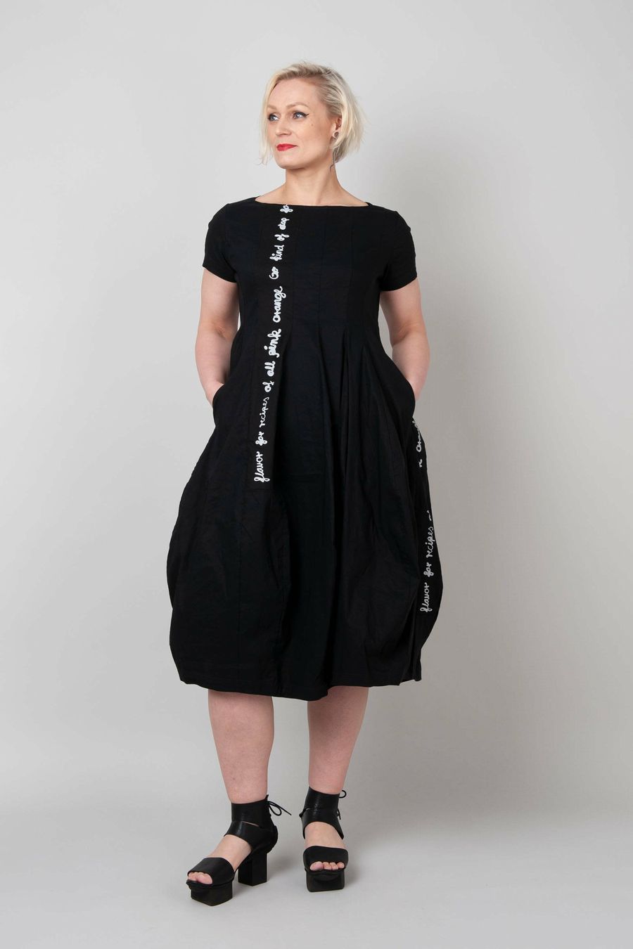 RUNDHOLZ Black Label Fit and Flare Stretch Dress with Pigment Print SIZE: XS