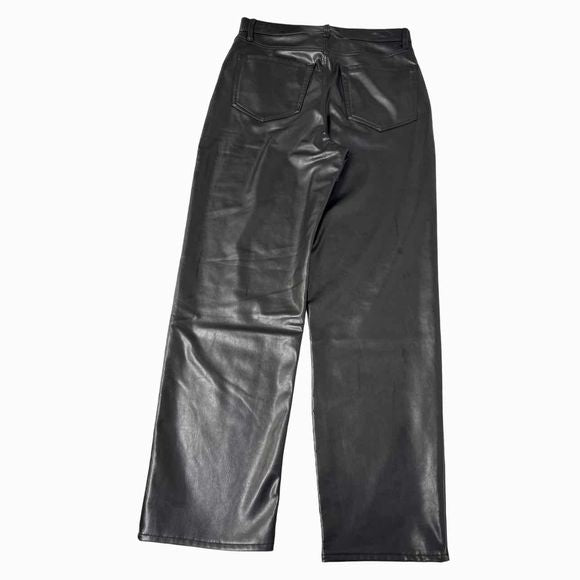 FITCH FAUX LEATHER 90S STRAIGHT BLACK PANT LONG INSEAM SIZE 10L