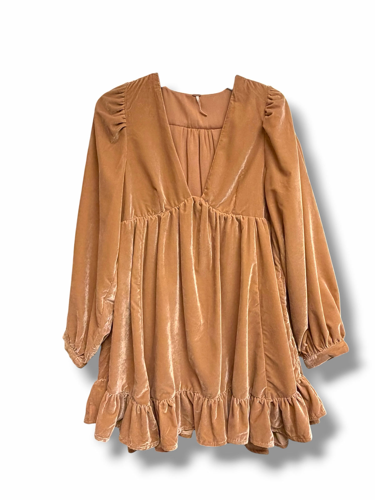 FREE PEOPLE ESTELLA PEACH VELVET MINI DRESS SIZE SMALL