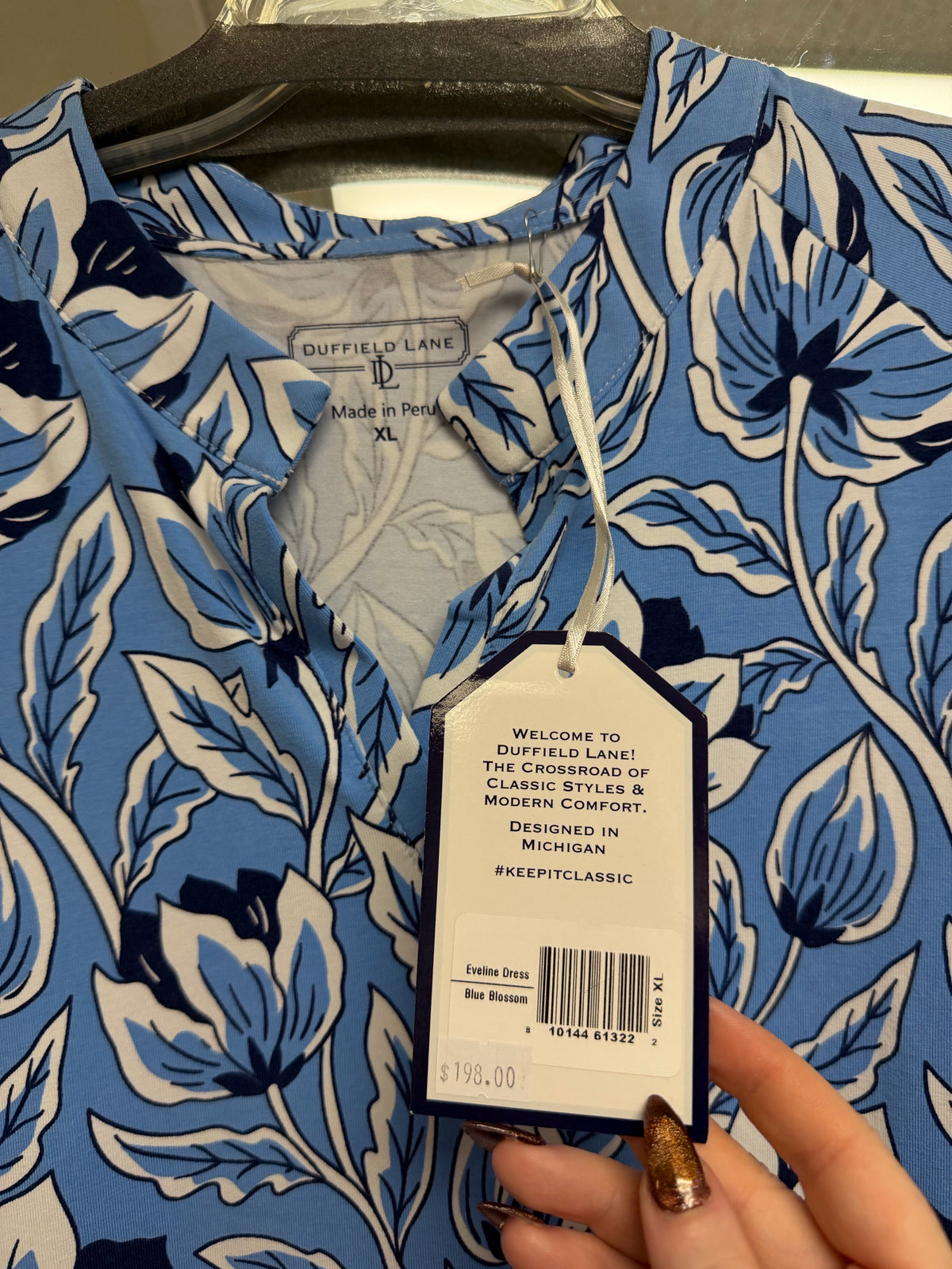 NWT DUFFIELD LANE EVELINE BLUE FLORAL RUFFLE  MINI DRESS SIZE XL