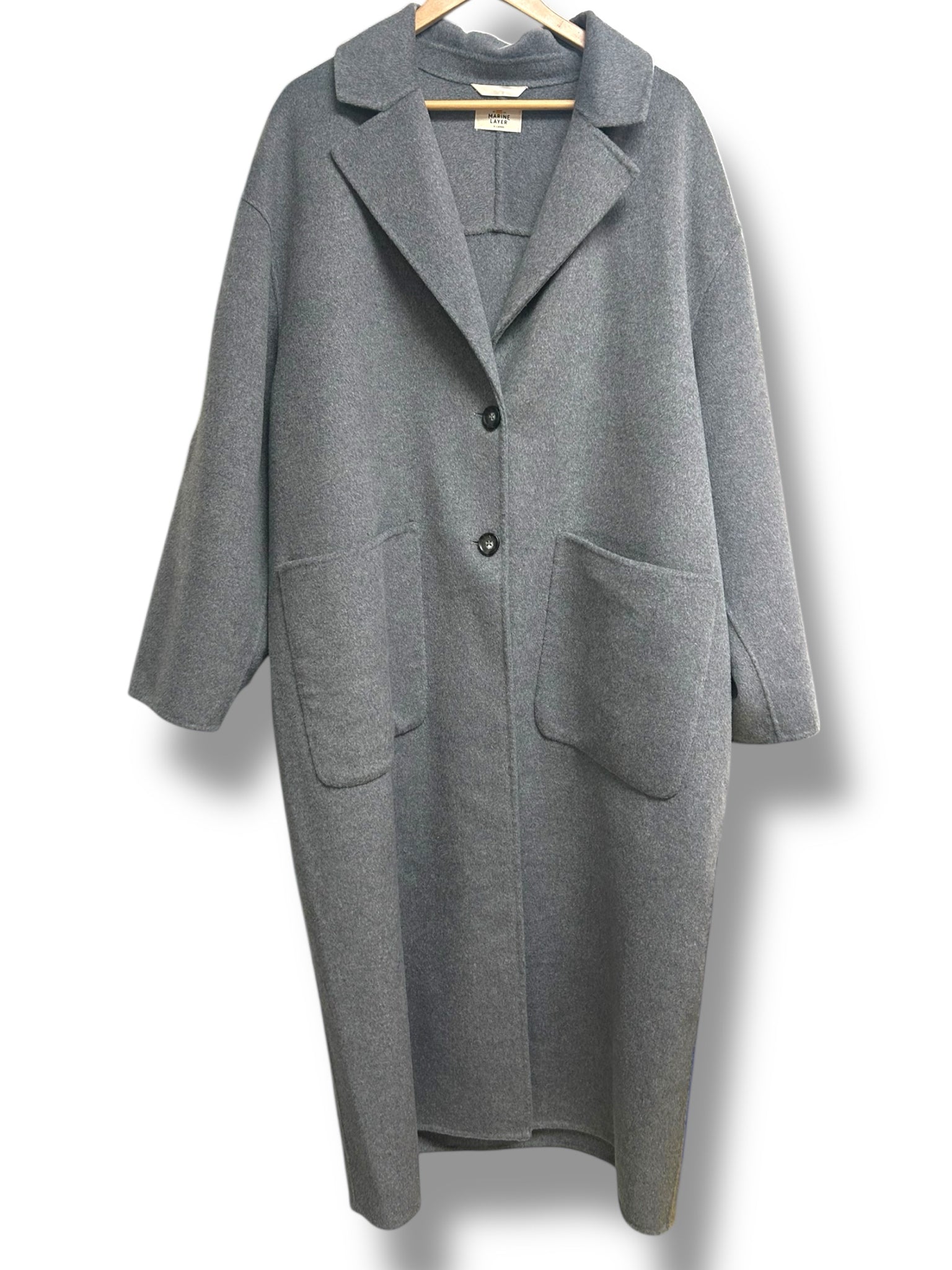 MARINE LAYER COLLETTE OVERSIZE LONGLINE WOOL BLEND GRAY COAT SIZE XL
