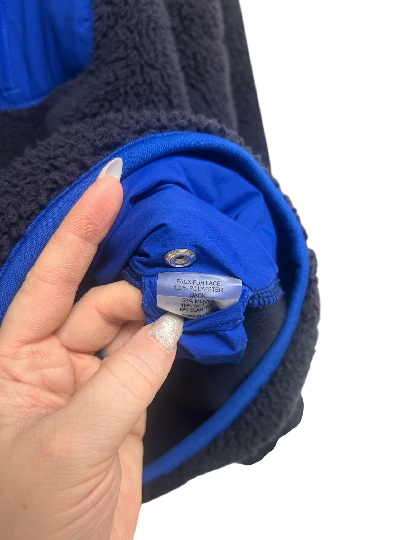 TORY SPORT HIGH-PILE FULL-ZIP MOCK NECK TWO TONE BLUE SIZE XL