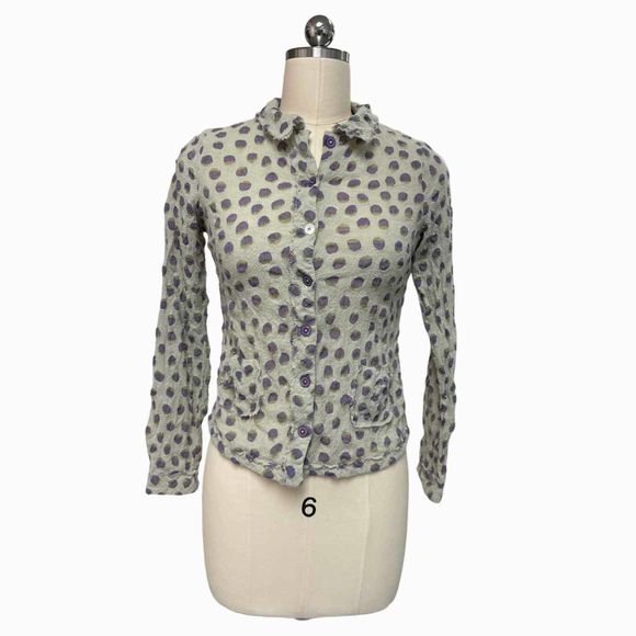 COTELAC GAUZY POLKADOT PURPLE SHIRT SIZE S