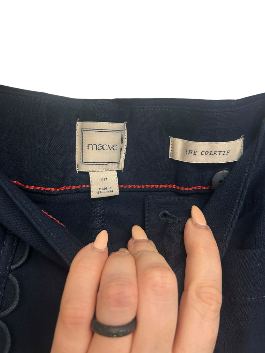 ANTHROPOLOGIE MAEVE THE COLETTE SCALLOP POCKET CROPPED WIDE LEG NAVY PANTS