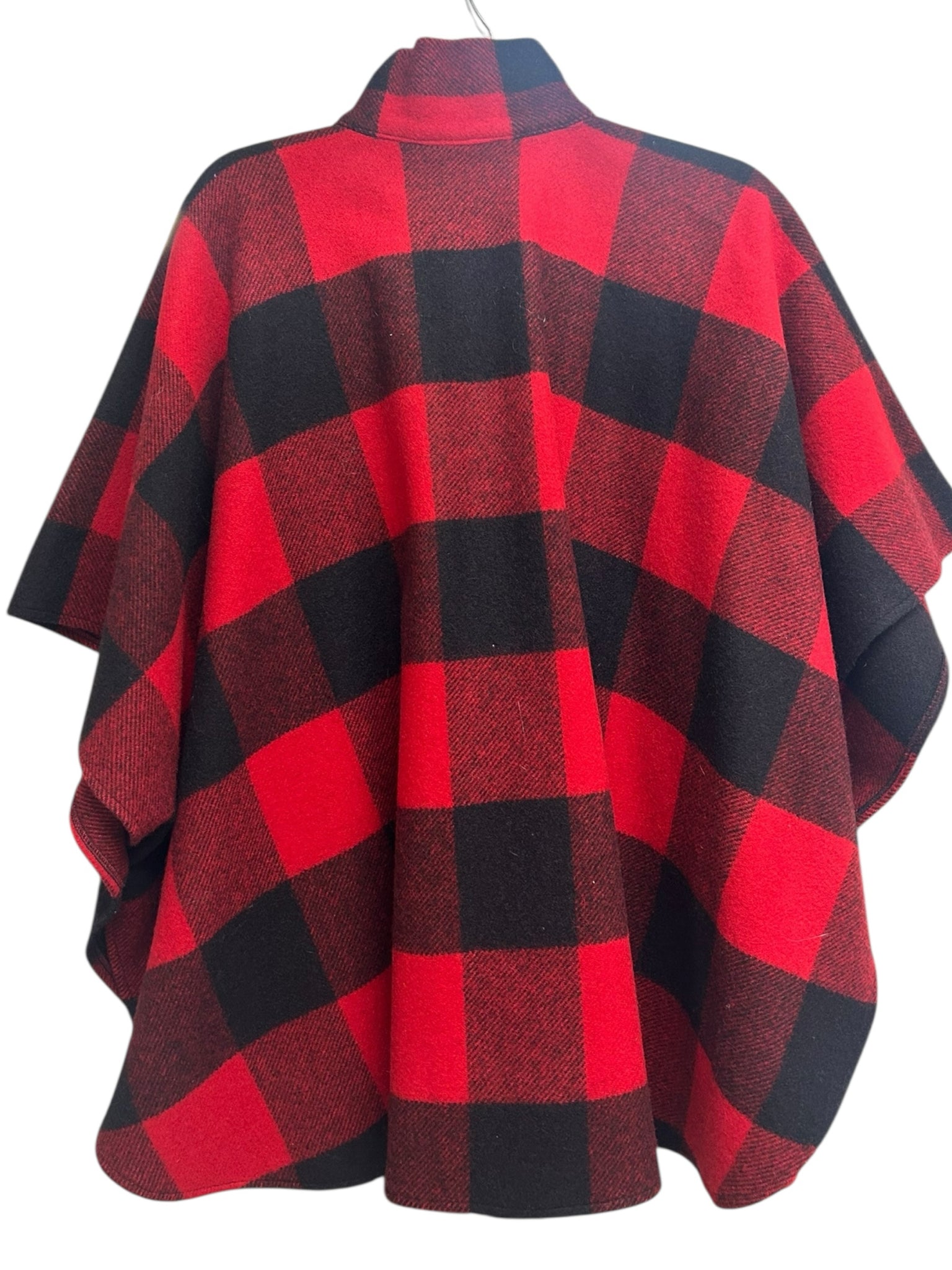 VINTAGE BEMIDJI WOOLEN MILLS BUFFALO PLAID ZIP UP PONCHO CAPE SIZE SMALL