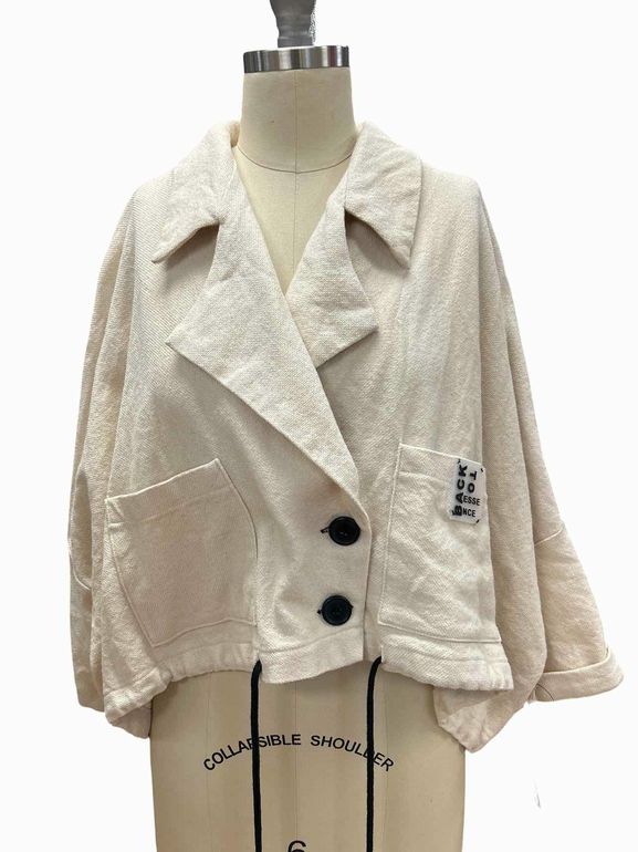 LURDES BERGADA NEW! OVERSIZE DROP SHOULDER CROP COTTON JACKET SIZE: S