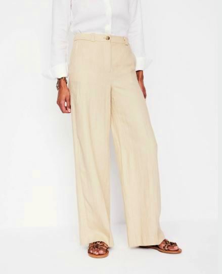 NEW WITH TAGS BODEN WESTBOURNE LINEN TAN TROUSER PANTS SIZE 16/18