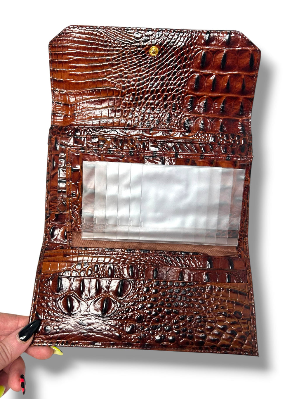 BRAHMIN CORDELIA CROC EMBOSSED WALLET IN PECAN MELBOURNE