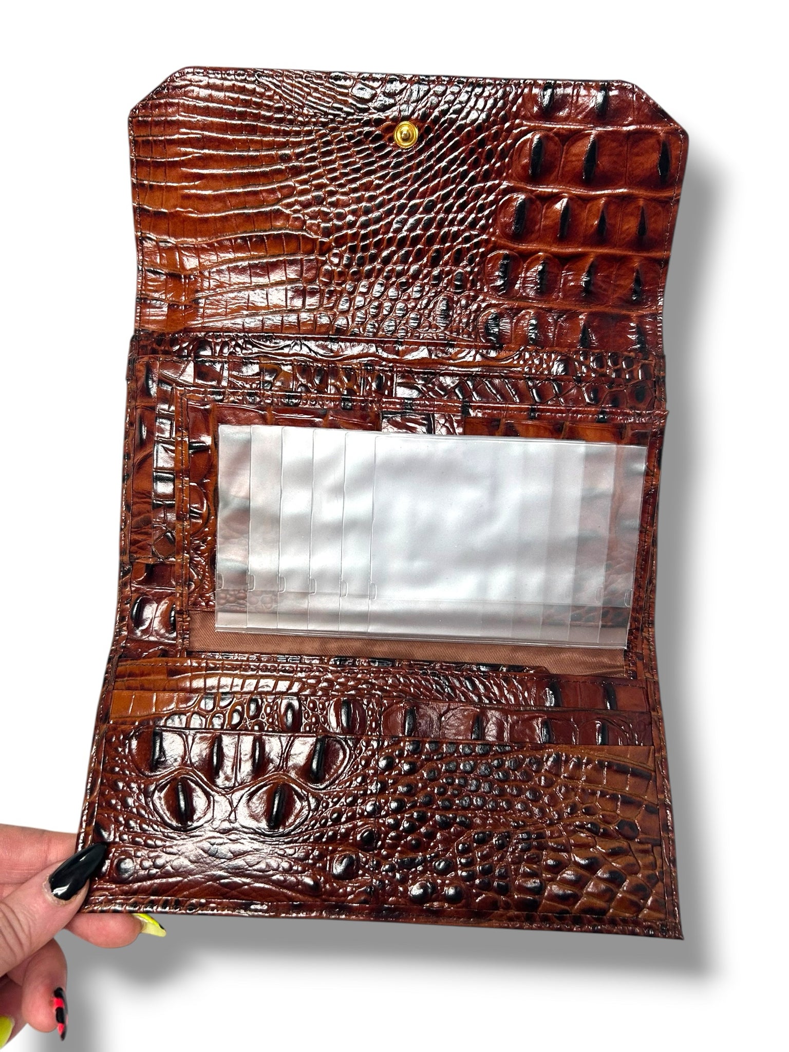 BRAHMIN CORDELIA CROC EMBOSSED WALLET IN PECAN MELBOURNE