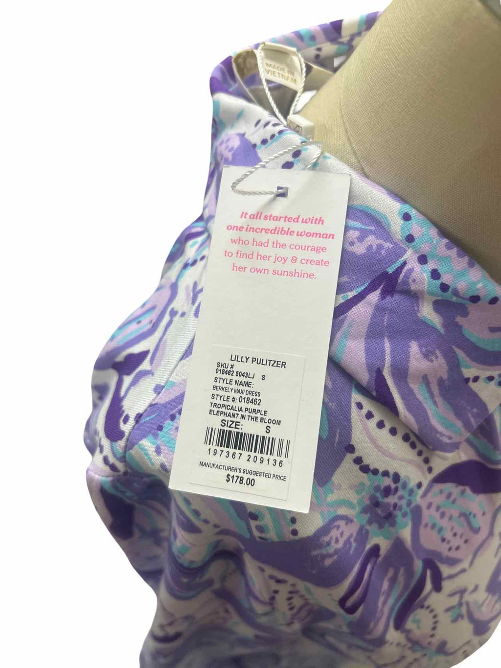 LILLY PULITZER  NWT BERKELY MAXI TROPICAL PURPLE ELEPHANT IN THE BLOOM PATTERN SIZE: S