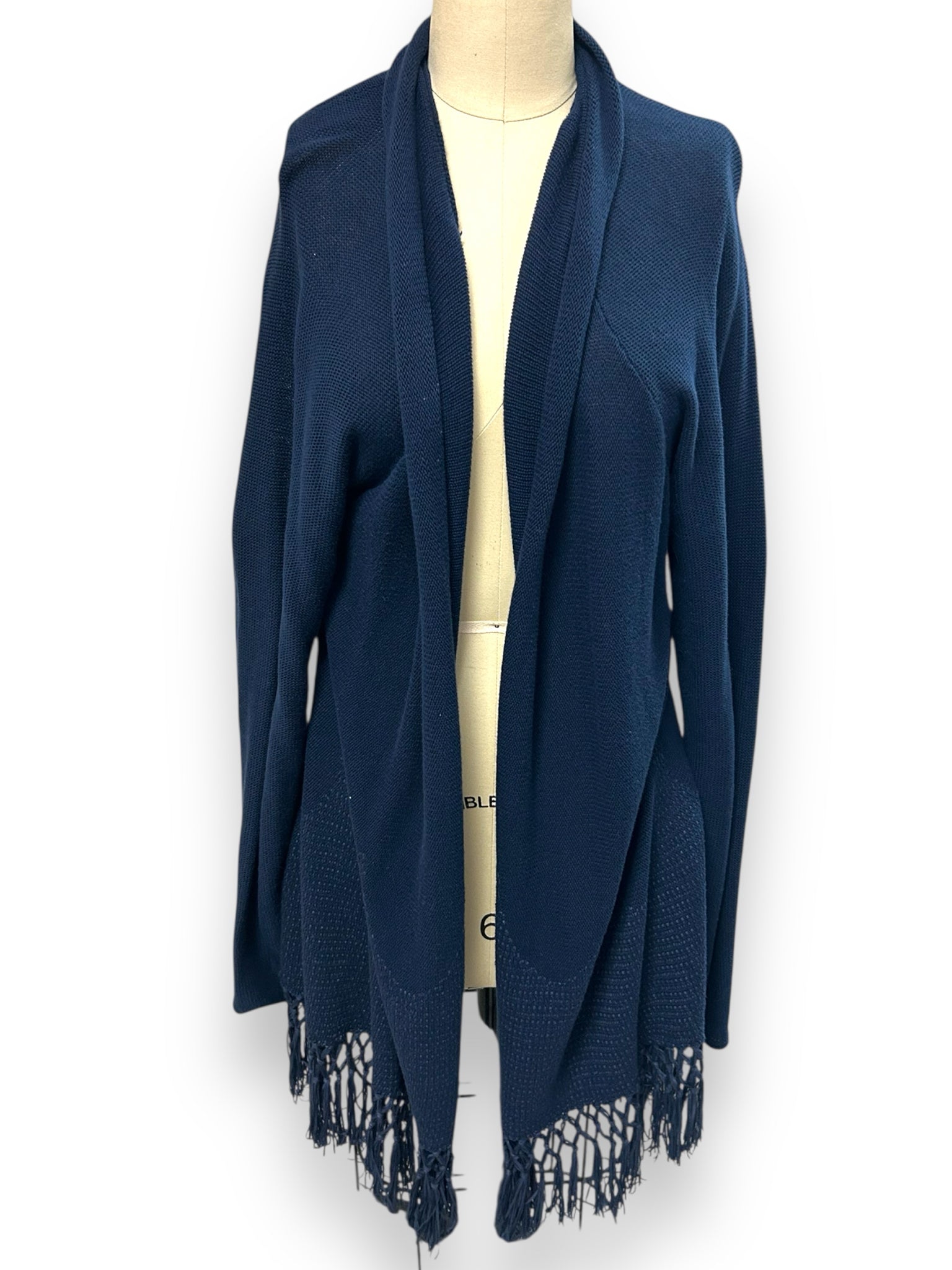 LILLY PULITZER NAVY TATUM FRINGE OPEN CARDIGAN SIZE 2XL