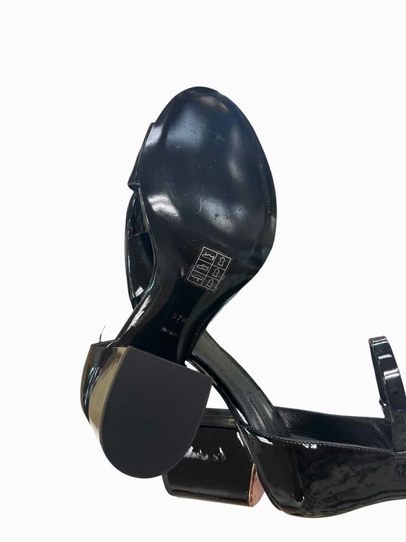 ALEXANDER WANG  ABBY PATENT LEATHER BLOCK HEEL SIZE: 37.5