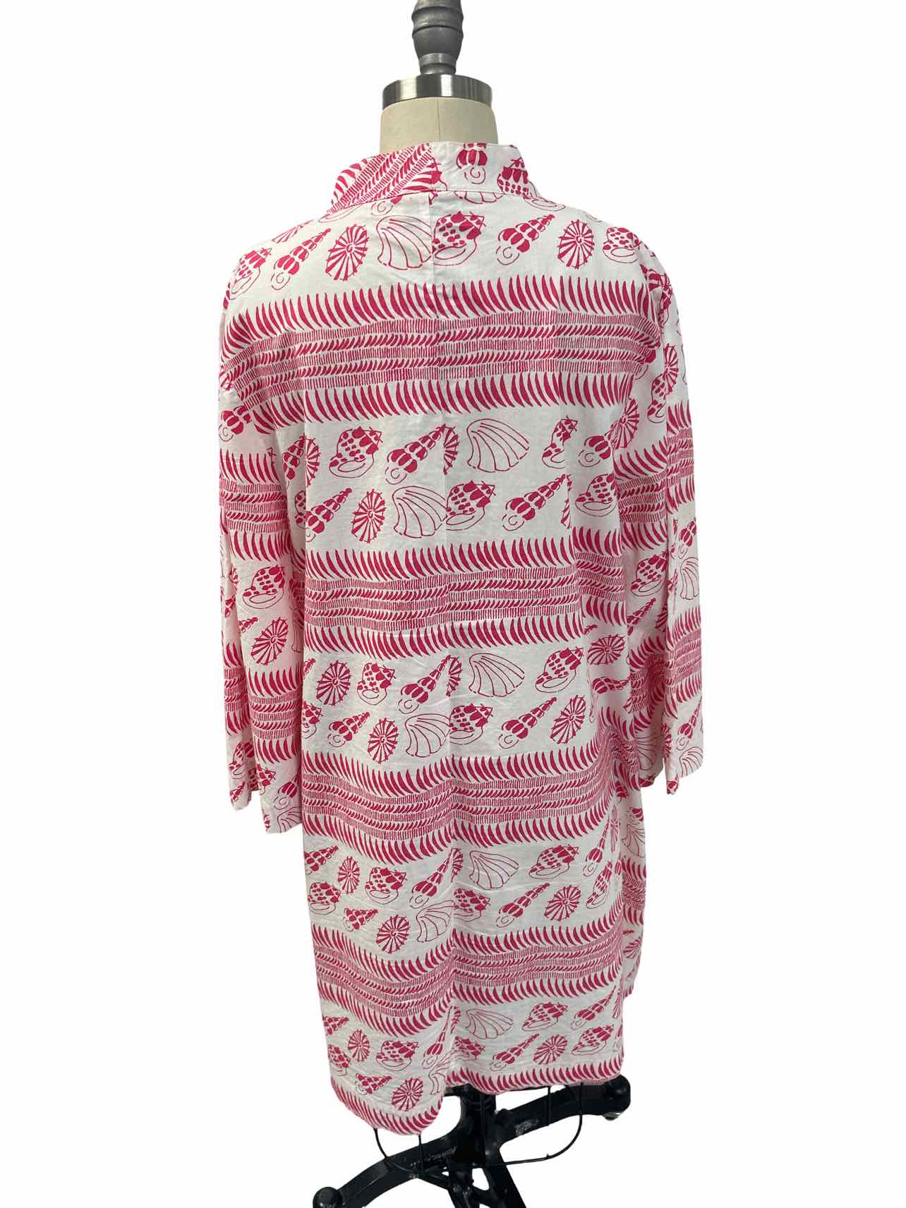 TUCKERNUCK PINK COQUILLES MARSEILLE CAFTAN BEACH DRESS SIZE: M