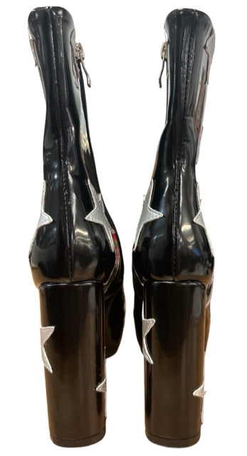 BLACK SILVER STAR EMBELLISHED PLATFORM BOOT 8