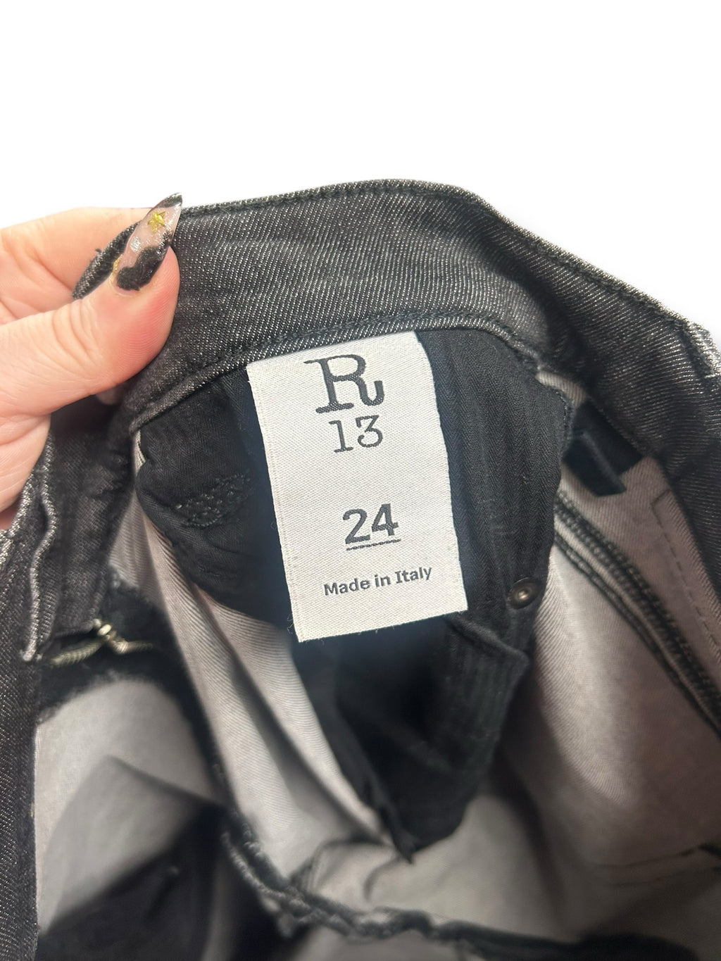 R13 CROSSOVER SKINNY LEG DENIM BLACK MARBLE JEANS SIZE 24 - WEARHOUSE  CONSIGNMENT