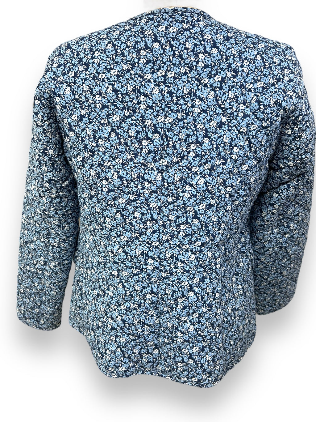 NEW! J.CREW SHORT COTTON BLEND FLORAL BLUE QUILTED JACKET SIZE 4