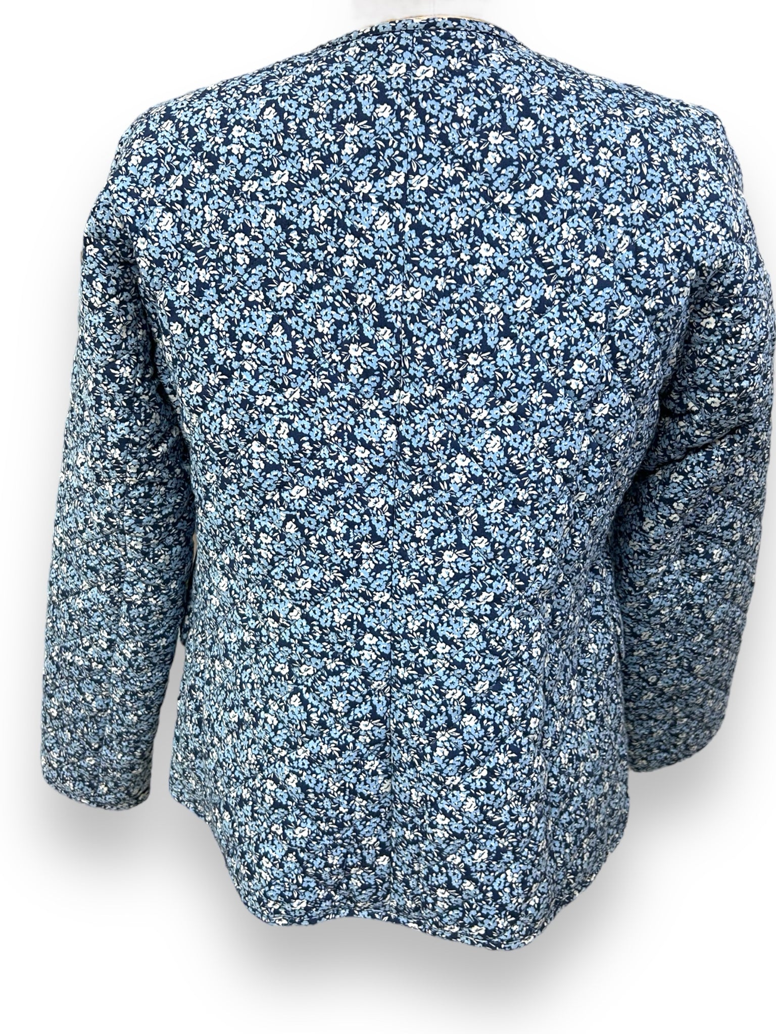 NEW! J.CREW SHORT COTTON BLEND FLORAL BLUE QUILTED JACKET SIZE 4