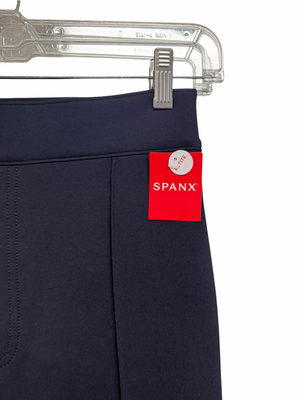 NWT SPANX NAVY PERFECT HI RISE FLARE PONTE TROUSER SIZE LARGE PETITE