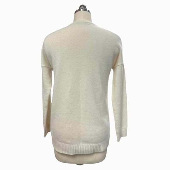 KOKUN 100% CASHMERE TIE FRONT CREAM SWEATER SIZE XS