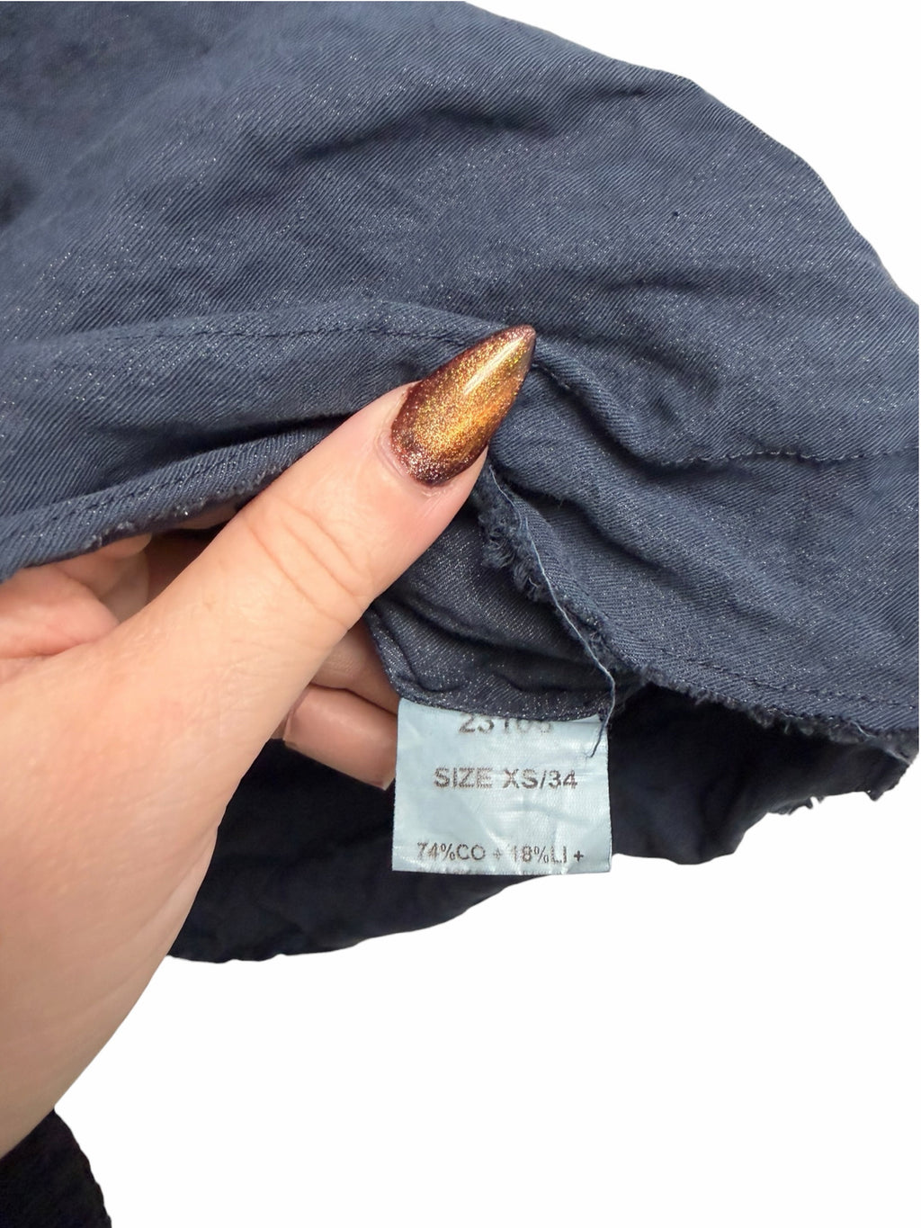 GARMENTORY AEQUEMENTE CRINKLE COTTON NAVY POCKET SHORT SLEEVE TOP SIZE XS