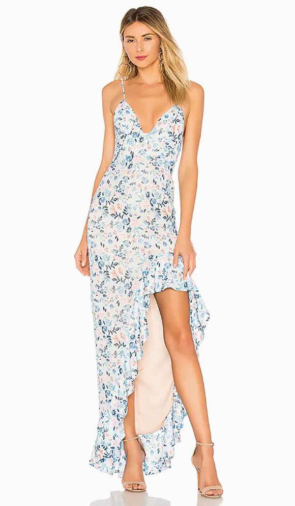 LOVERS AND FRIENDS NWT! AHAMANI BLUE FLORAL MAXI DRESS SIZE S