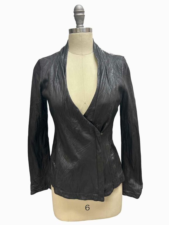 ANTHROPOLOGIE BURNING TORCH LEATHER DISTRESSED JACKET  SIZE: XS