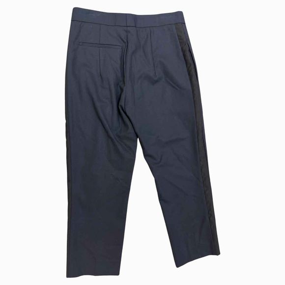 MARNI TROPICAL NAVY WOOL CROP LINED TROUSER 38