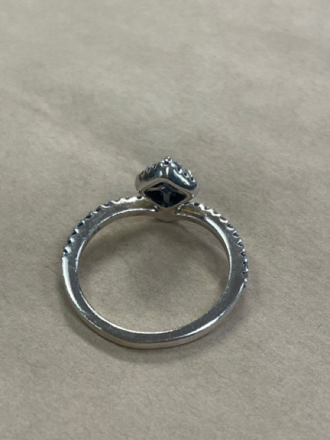 PANDORA GENUINE SQUARE SPARKLE WISHBONE RING 7.5