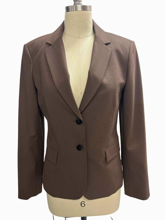 THEORY CARISSA CLASSIC WOOL BLEND BLAZER IN WALNUT SIZE: 8