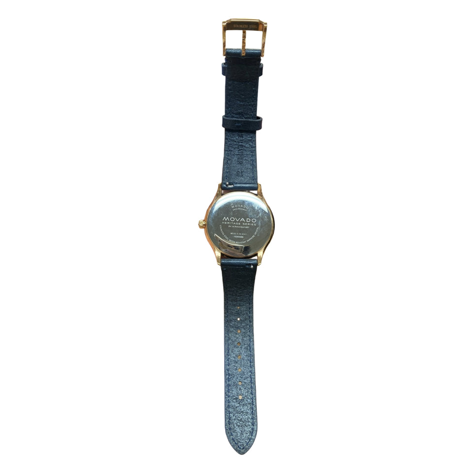 MOVADO HERITAGE WHITE DIAL LADIES NAVY STRAP WATCH MV3650034