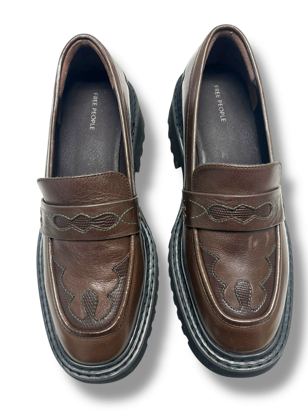 FREE PEOPLE BROWN LEATHER DARCI LUG LOAFER SIZE 10 - WEARHOUSE  CONSIGNMENT