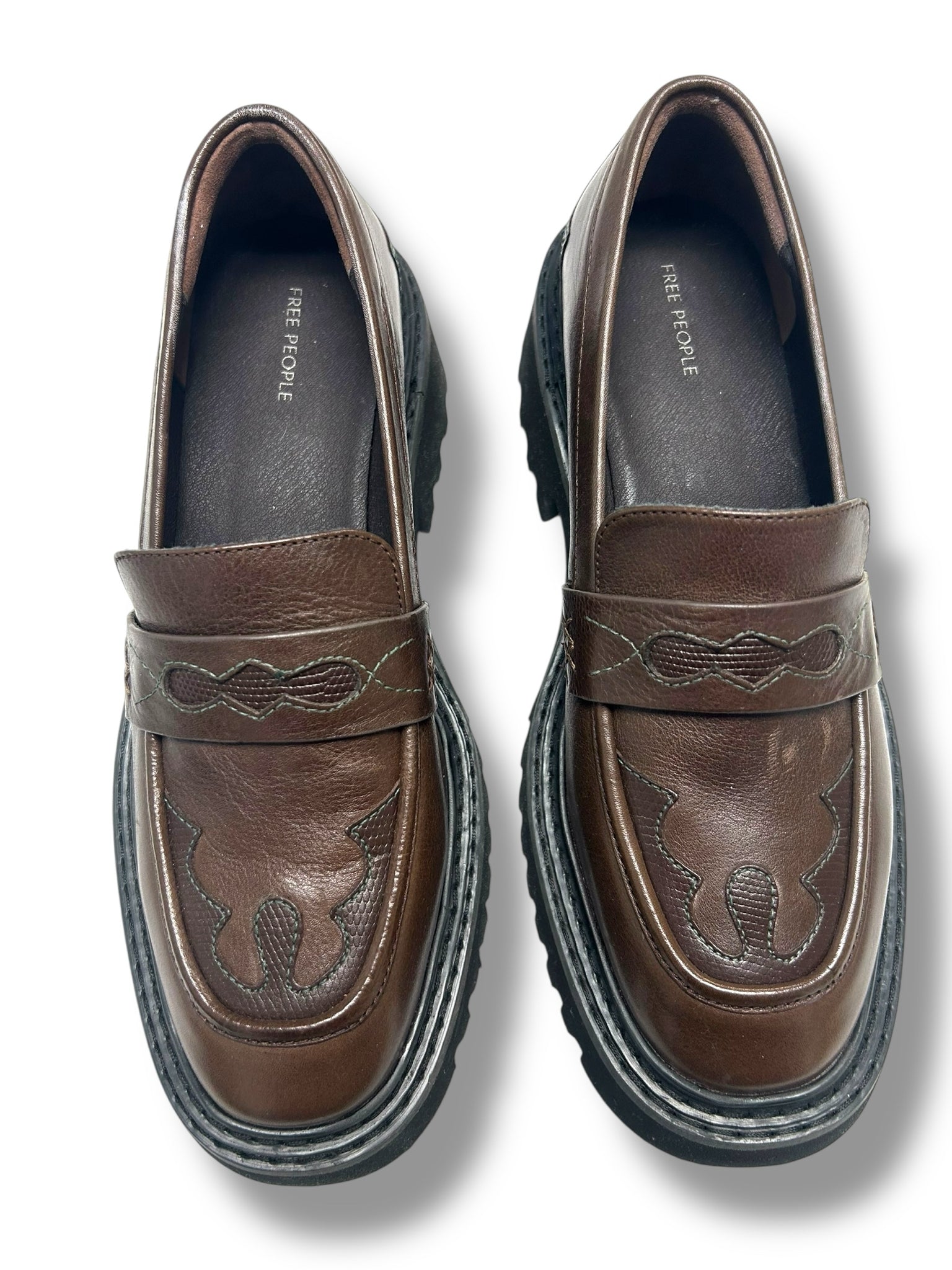 FREE PEOPLE BROWN LEATHER DARCI LUG LOAFER SIZE 10 - WEARHOUSE  CONSIGNMENT