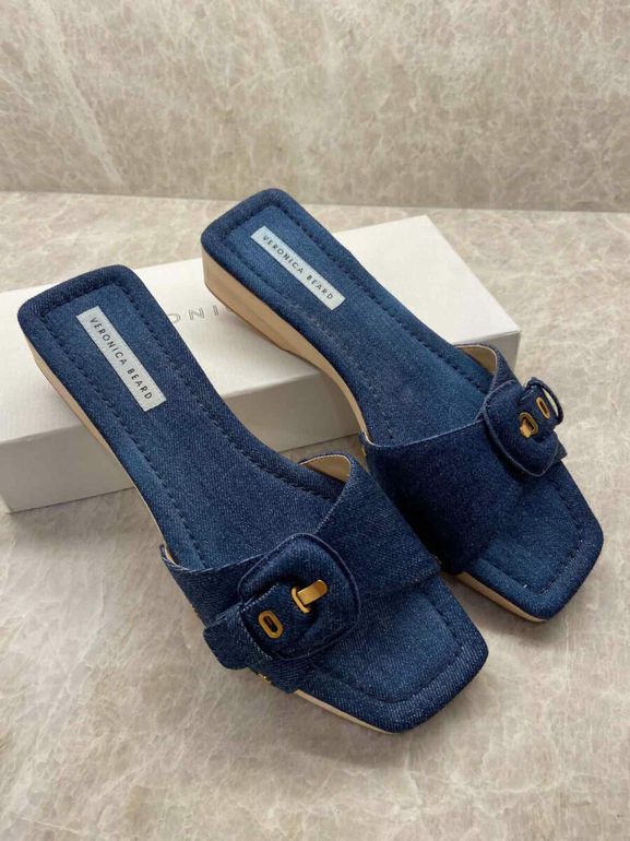VERONICA BEARD DAVINA SLIDE SANDAL DENIM WOOD CLOG SIZE: 11