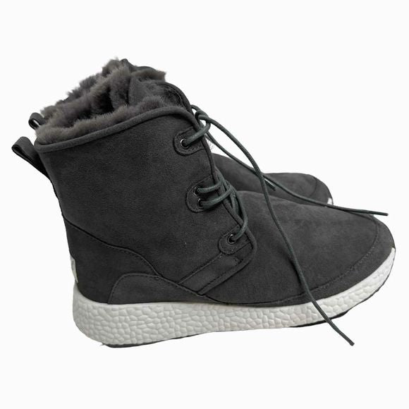 AU & MU SUEDE LACE UP SNOW GREY BOOT SNEAKER Size 10