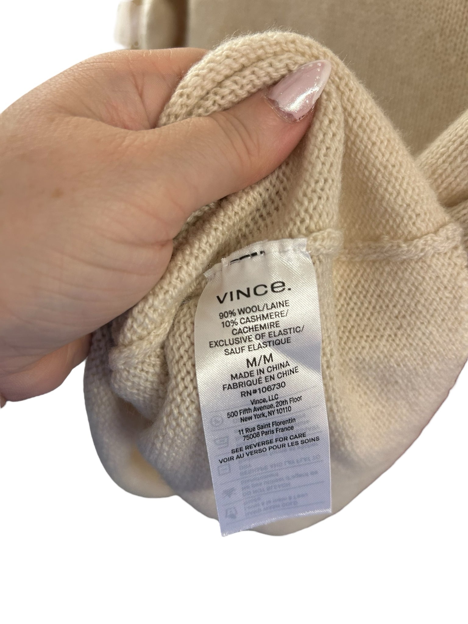 VINCE NWT WOOL/CASHMERE CREW NECK PULLOVER ECRU SIZE MEDIUM