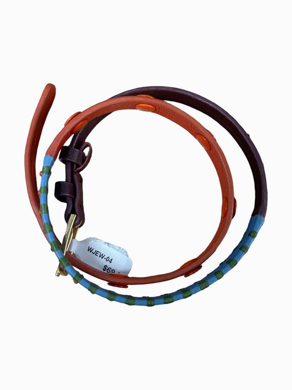 TORY BURCH EMBROIDERED DOUBLE WRAP BRACELET