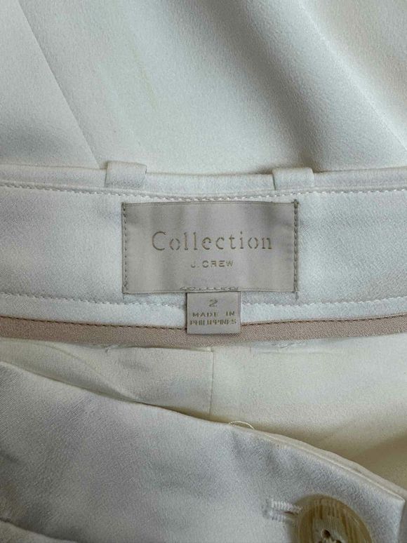 JCREW COLLECTION HIGH WAIST WIDE LEG IVORY SATIN CREPE PANT SIZE 2