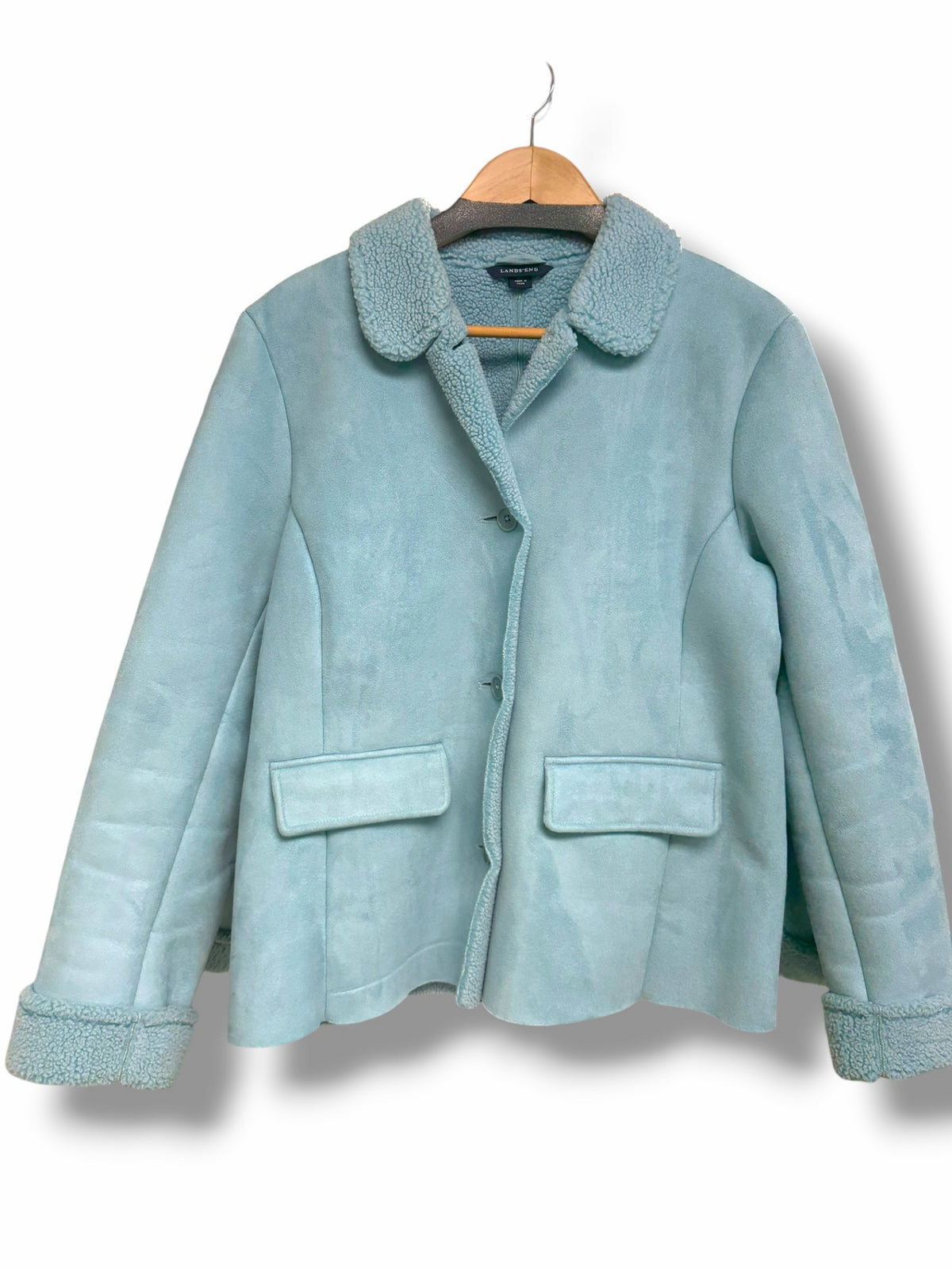 LANDS END BABY BLUE 90'S INSPIRED SHEARLING JACKET SIZE MEDIUM