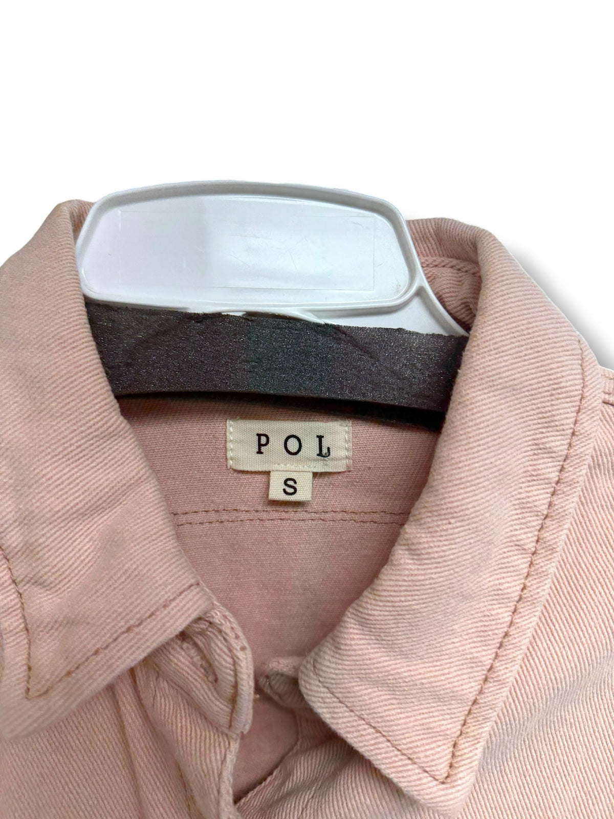 ANTHROPOLOGIE POL PINK CROCHET CHECKER SLEEVE SHACKET SIZE SMALL