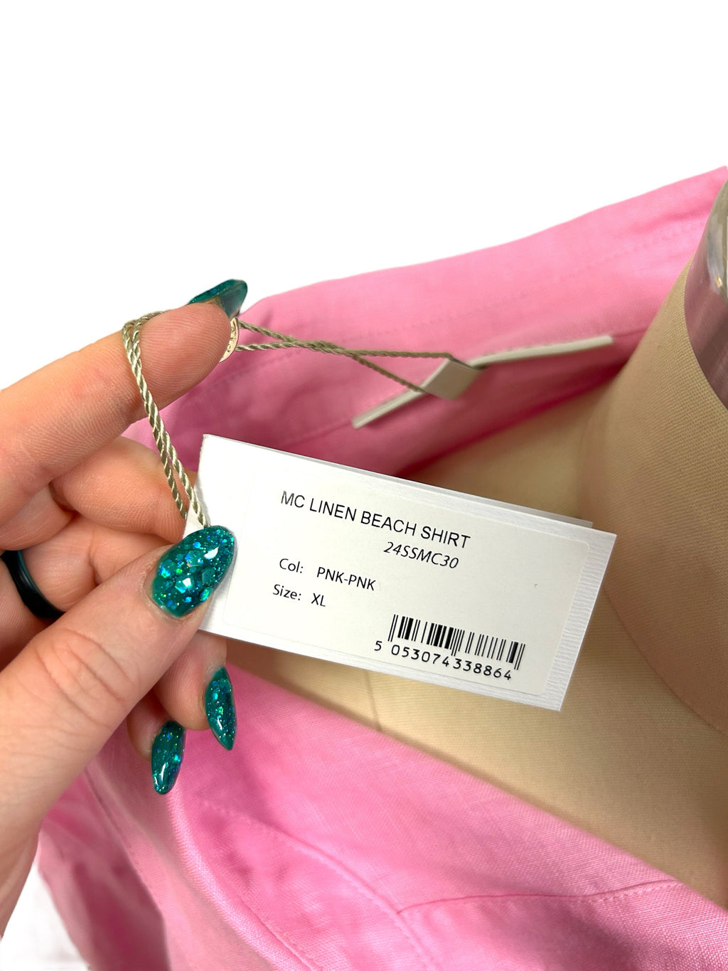 NEW! HEIDI KLEIN MARINA KAY PINK LINEN LONG SLEEVE BUTTON DOWN SIZE XL