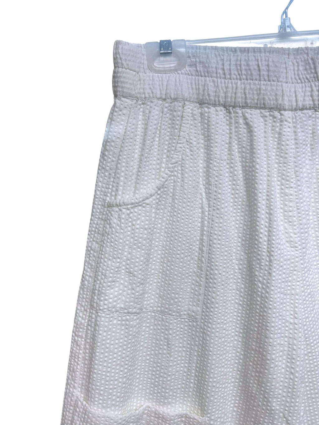 TULIP SEERSUCKER WIDE LEG LAGENLOOK CARGO WHITE PANTS SIZE MEDIUM