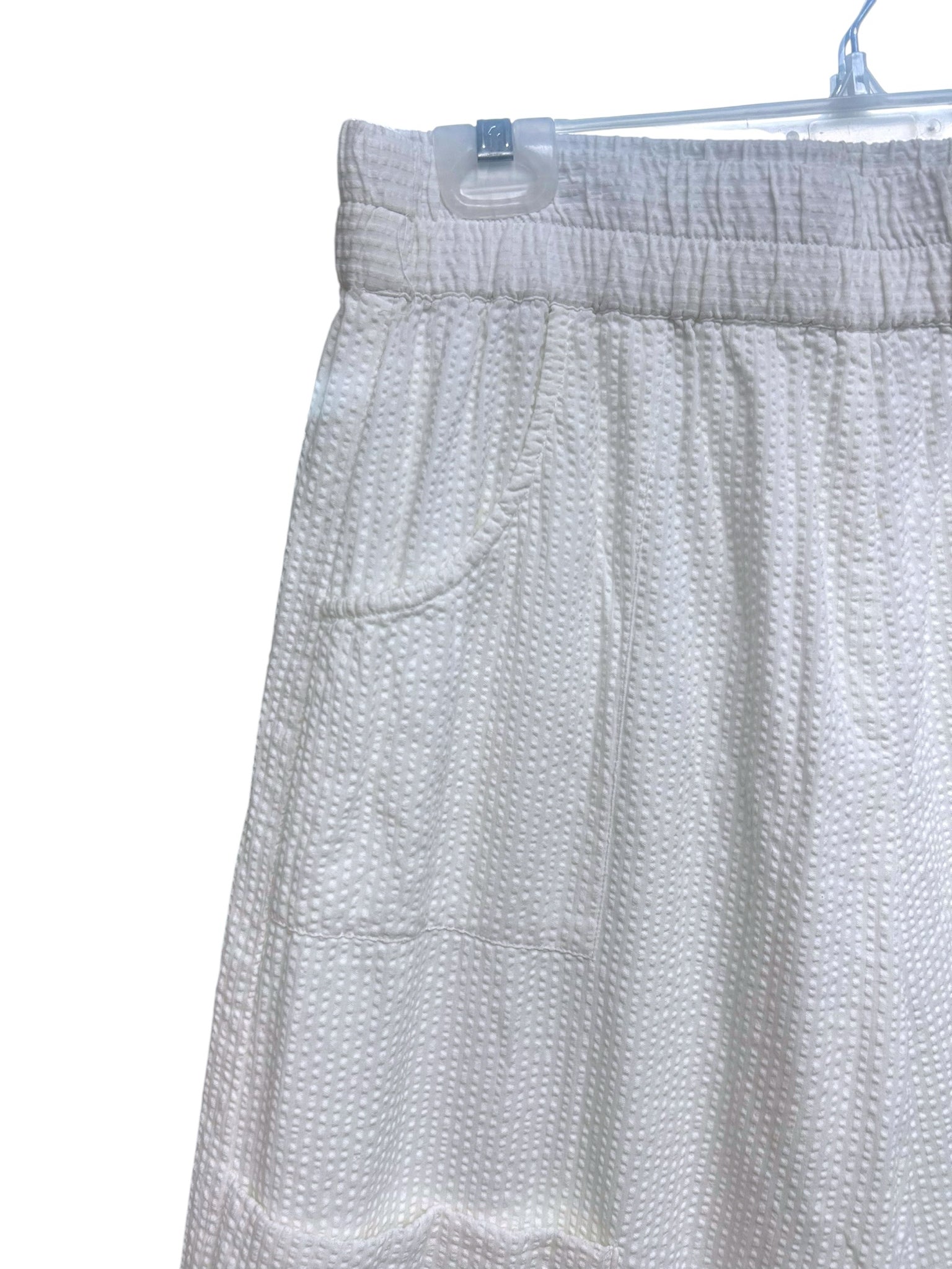 TULIP SEERSUCKER WIDE LEG LAGENLOOK CARGO WHITE PANTS SIZE MEDIUM