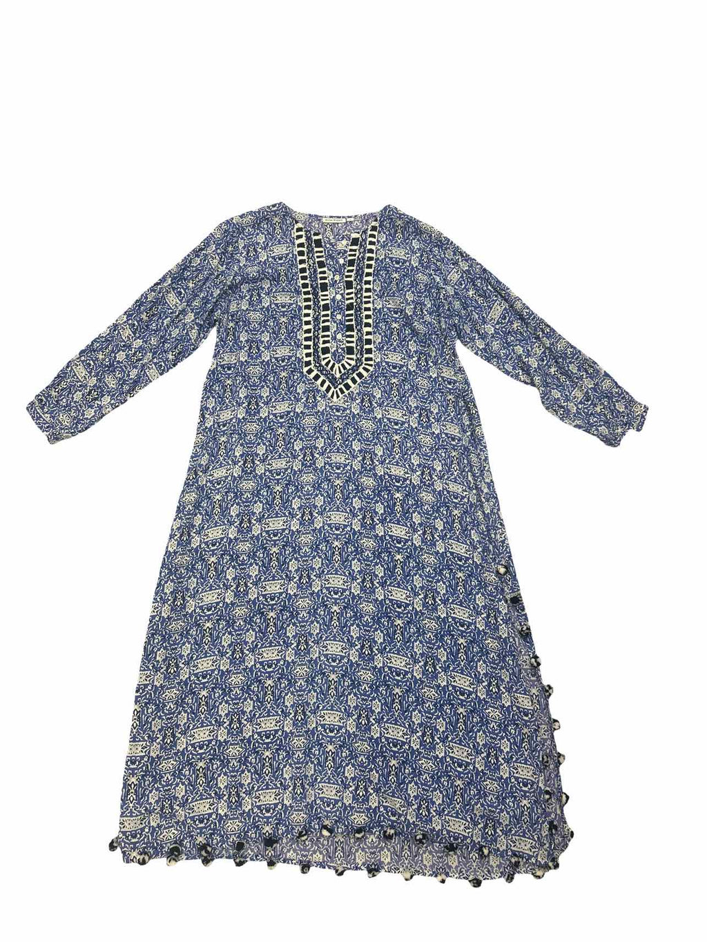 ROLLER RABBIT PRINT EMBRIDERY POM POM KAFTAN DRESS SIZE: XL