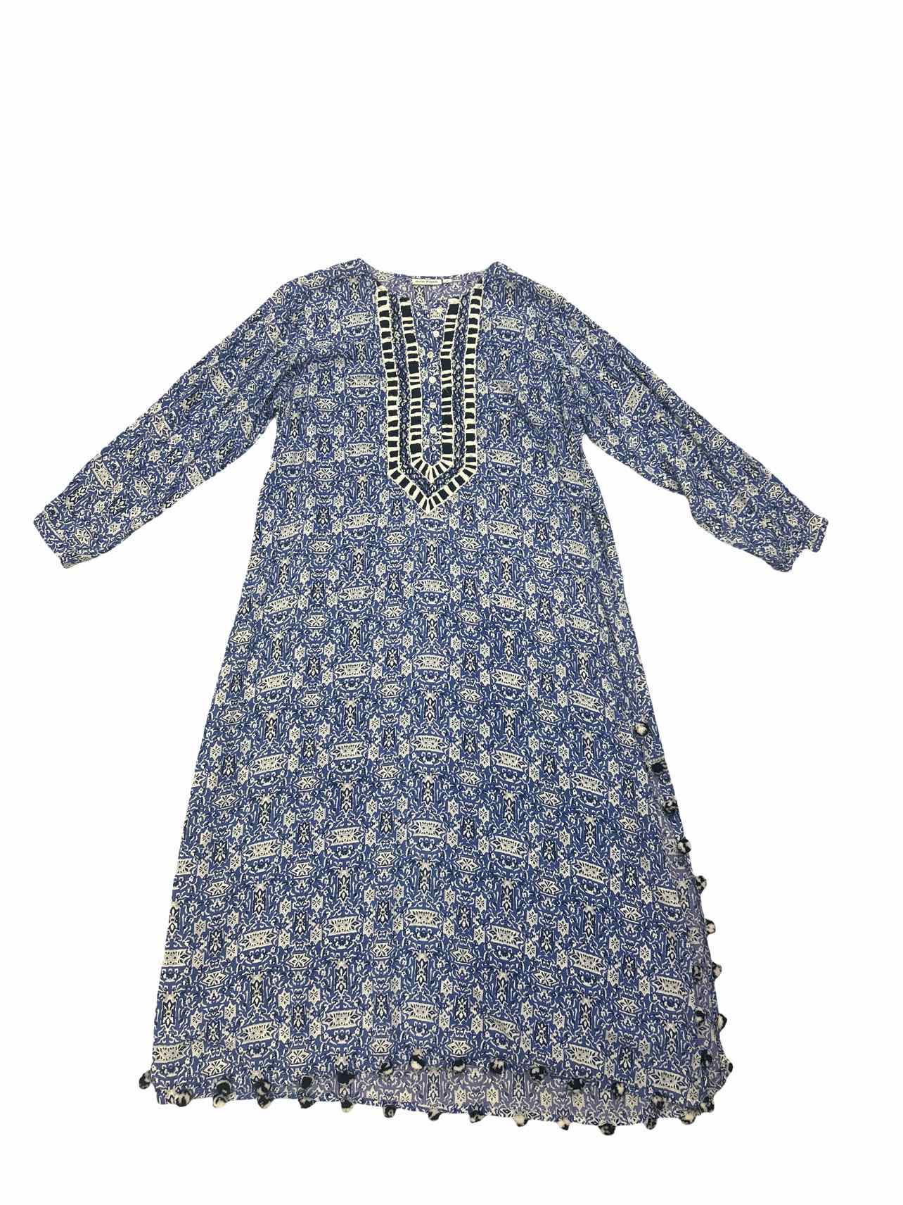 ROLLER RABBIT PRINT EMBRIDERY POM POM KAFTAN DRESS SIZE: XL