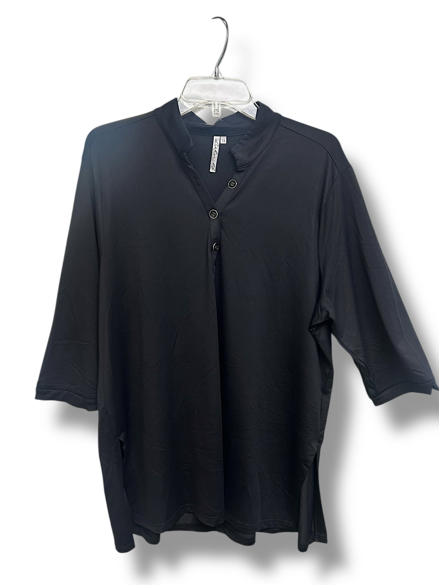 LULU B UPF 50+ BLACK BUTTON UP SUN SHIRT SIZE 1X