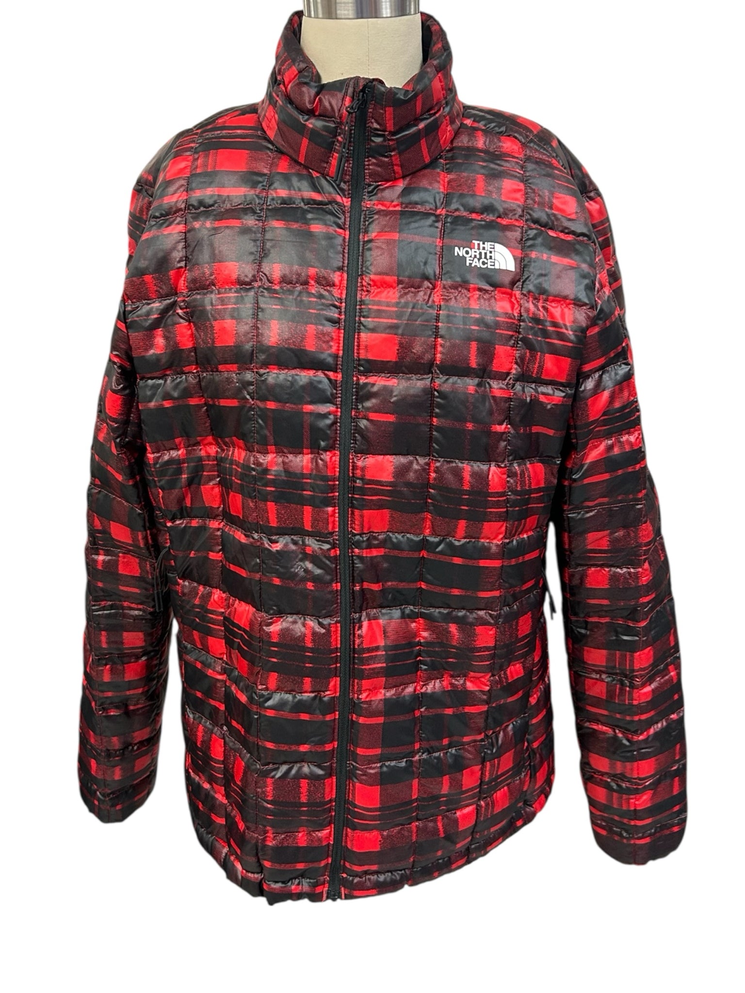 NORTH FACE MEN'S THERMOBALL ECO JACKET HOLIDAY PLAID SIZE MEDIUM