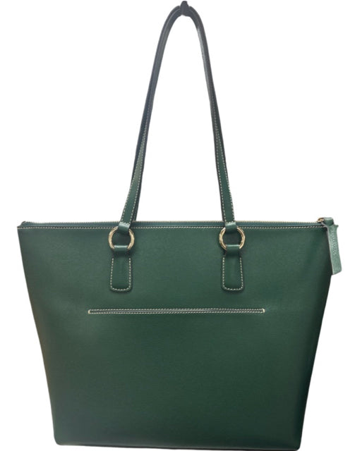 DOONEY & BOURKE DARK GREEN WREN SAFFIANO ZIP TOP TOTE