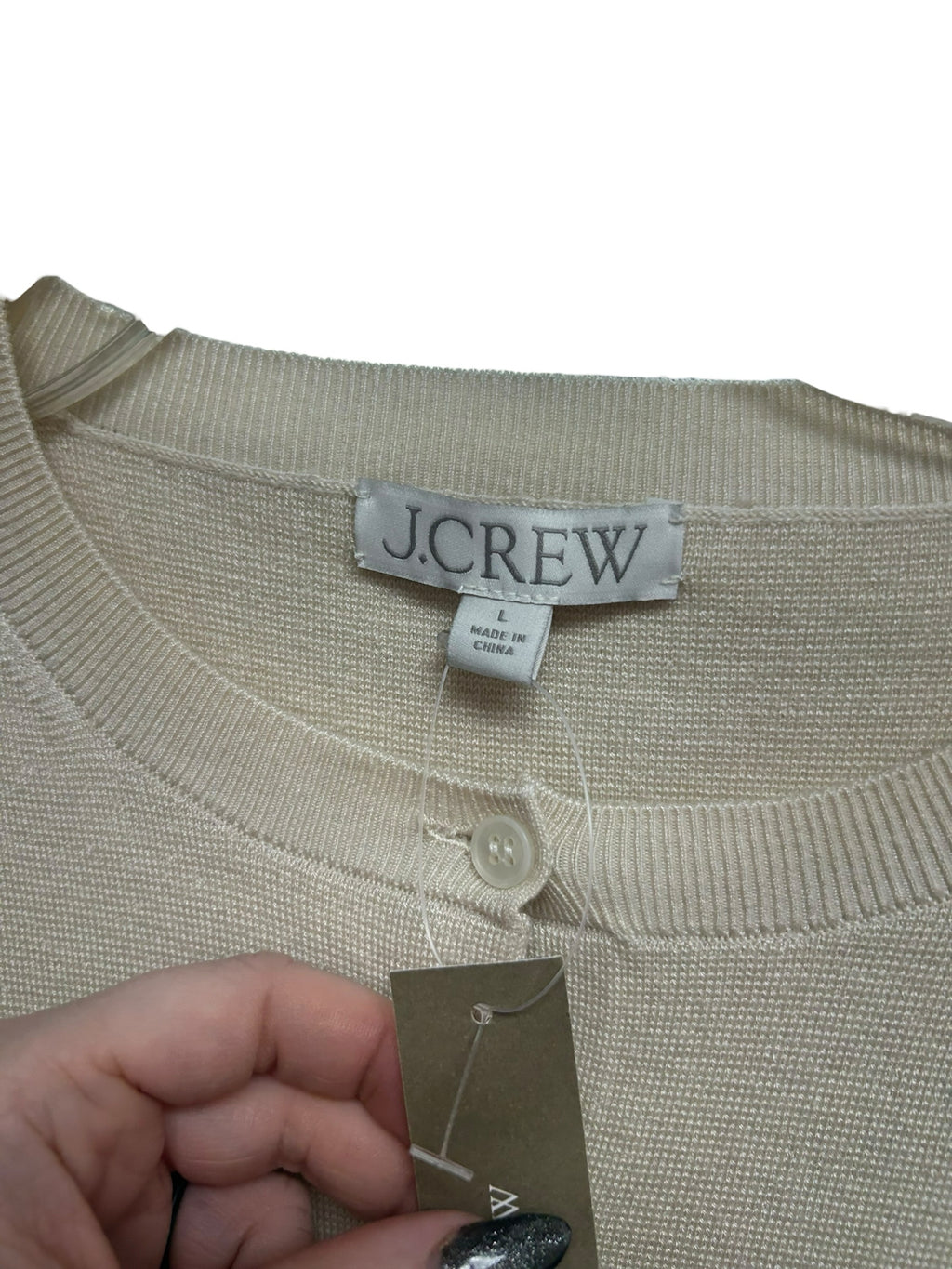 NWT J.CREW LYOCELL CREAM CREW KNIT BUTTON FRONT CARDIGAN SIZE LARGE