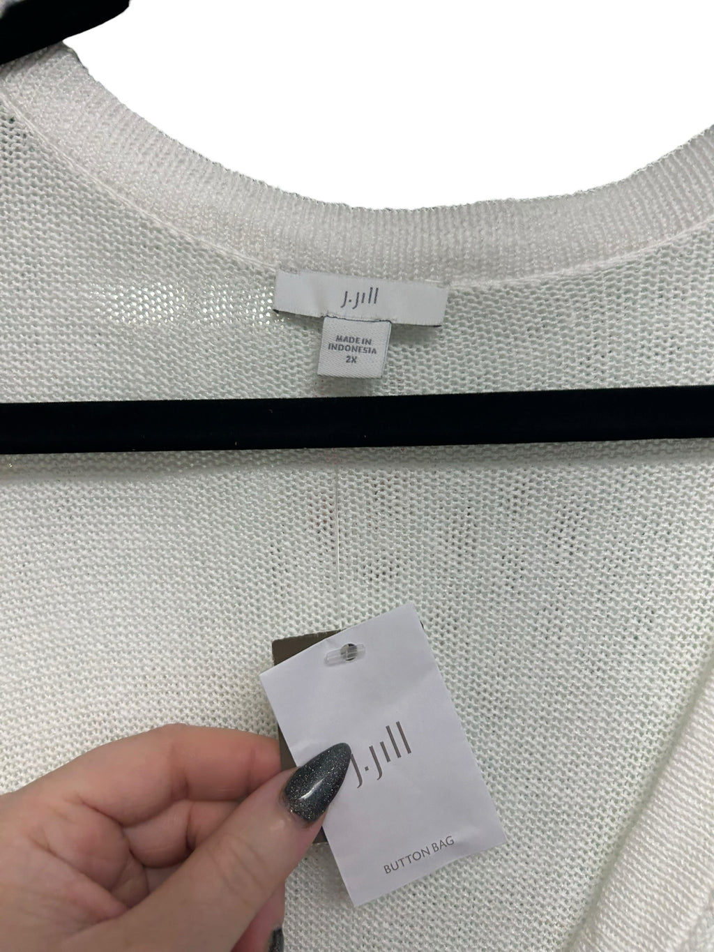 NWT J.JILL BUTTON FRONT WHITE LINEN COTTON LONG LENGTH CARDIGAN SIZE 2X