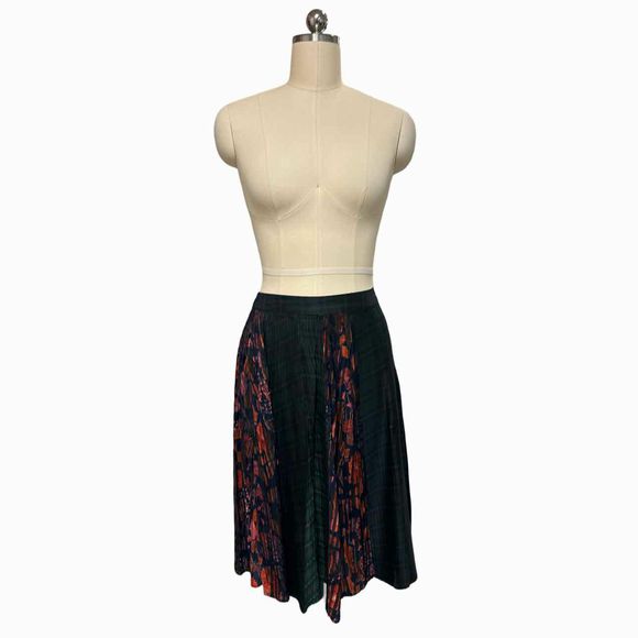 COTELAC ACCORDIAN PLEAT TARTAN MIDI MULTI-COLOR SKIRT SIZE XS